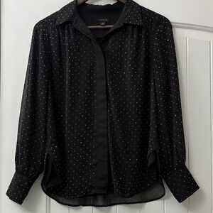 Ann Taylor Sparkle Studded Button Down Shirt
